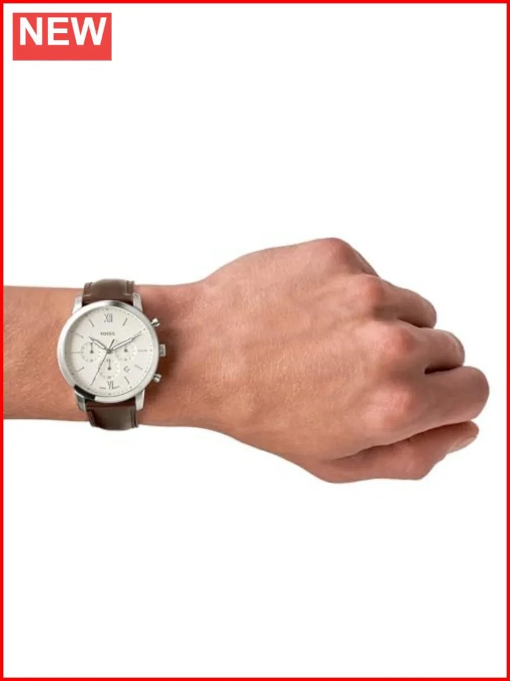 44mm Quartz Chronograph Stainless Steel Leather Watch